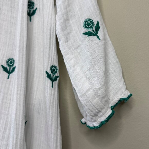 PINK CHICKEN Embroidered Cotton Ava Dress Girls 5 White & Green Boho Beach Cover - Picture 5 of 9